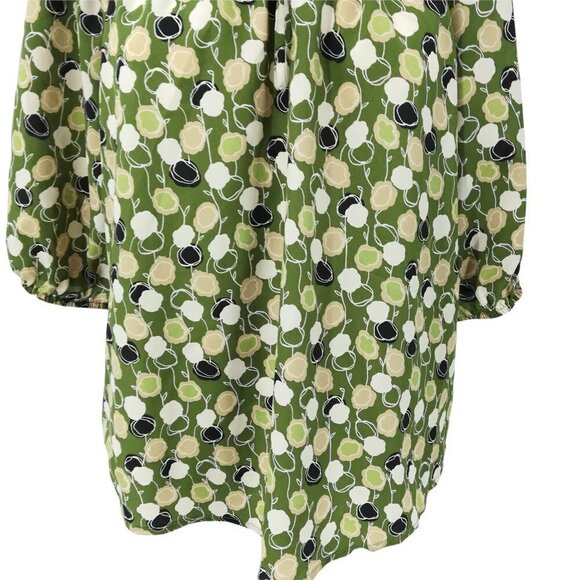 Ann Taylor Loft Peasant Blouse Size S Green Flowers Floral Abstract Short Sleeve - Picture 4 of 12
